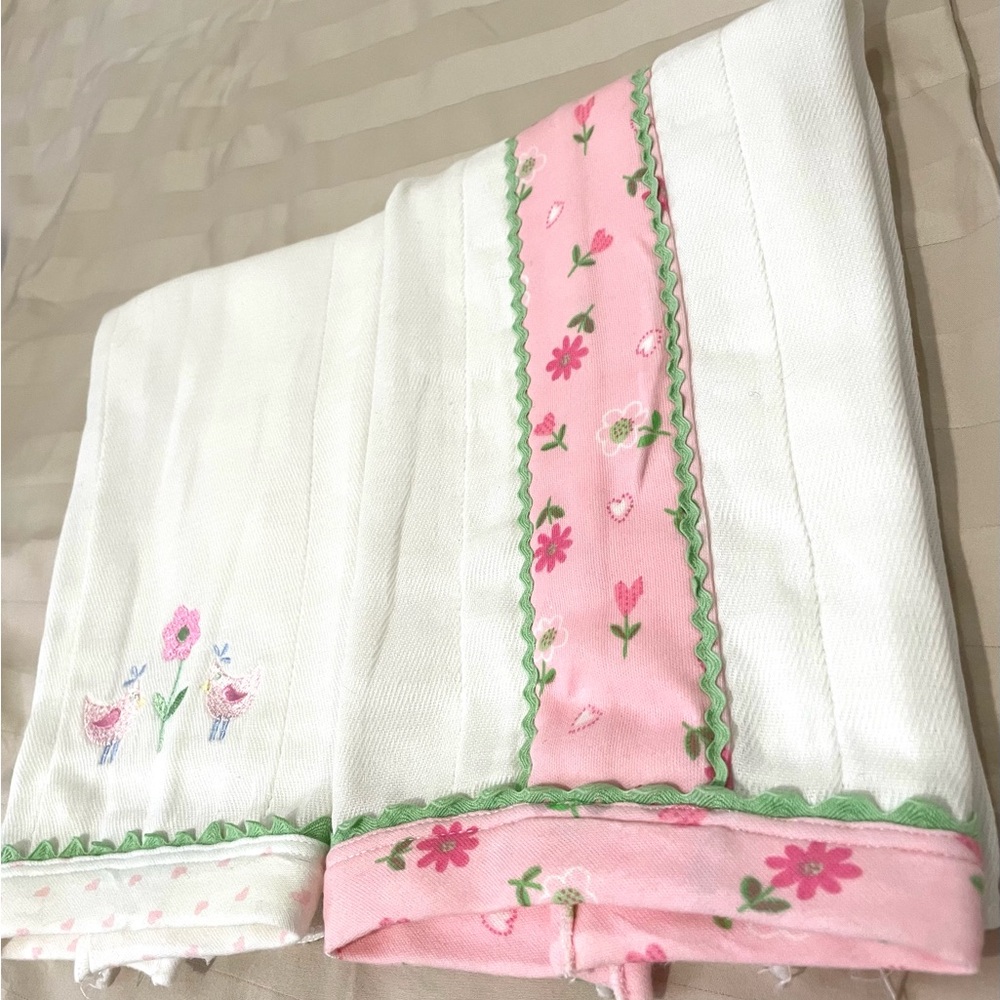 Chez Ami pink and white burp cloths